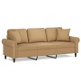 Sofá de 3 plazas con cojines terciopelo marrón 180 cm de , Sofás - Ref: Foro24-3200962, Precio: 342,62 €, Descuento: %