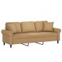 Sofá de 3 plazas con cojines terciopelo marrón 180 cm de , Sofás - Ref: Foro24-3200962, Precio: 342,62 €, Descuento: %