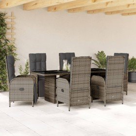 Set comedor jardín 7 pzas y cojines ratán sintético gris en Conjuntos de jardín | Comprar online en Foru.es