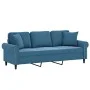 Sofá de 3 plazas con cojines terciopelo azul 180 cm de , Sofás - Ref: Foro24-3200964, Precio: 320,38 €, Descuento: %