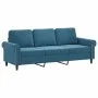 Sofá de 3 plazas con cojines terciopelo azul 180 cm de , Sofás - Ref: Foro24-3200964, Precio: 320,38 €, Descuento: %