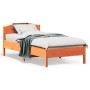 Estructura cama con cabecero madera pino marrón cera 90x190 cm de , Camas y somieres - Ref: Foro24-842625, Precio: 93,88 €, D...
