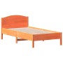 Estructura cama con cabecero madera pino marrón cera 90x190 cm de , Camas y somieres - Ref: Foro24-842625, Precio: 93,88 €, D...