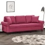 Sofá de 3 plazas con cojines terciopelo rojo tinto 180 cm de , Sofás - Ref: Foro24-3200959, Precio: 309,81 €, Descuento: %
