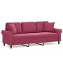 Sofá de 3 plazas con cojines terciopelo rojo tinto 180 cm de , Sofás - Ref: Foro24-3200959, Precio: 309,81 €, Descuento: %