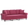 Sofá de 3 plazas con cojines terciopelo rojo tinto 180 cm de , Sofás - Ref: Foro24-3200959, Precio: 314,70 €, Descuento: %