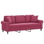 Sofá de 3 plazas con cojines terciopelo rojo tinto 180 cm de , Sofás - Ref: Foro24-3200959, Precio: 314,70 €, Descuento: %