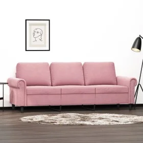 3-Sitzer-Sofa aus rosafarbenem Samt, 180 cm von , Sofas - Ref: Foro24-359542, Preis: 344,04 €, Rabatt: %