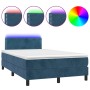Cama box spring colchón y LED terciopelo azul oscuro 120x200 cm de , Camas y somieres - Ref: Foro24-3134337, Precio: 387,64 €...