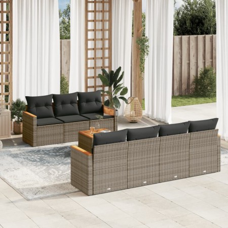Set de sofás de jardín 8 pzas y cojines ratán sintético gris de , Conjuntos de jardín - Ref: Foro24-3225808, Precio: 437,23 €...