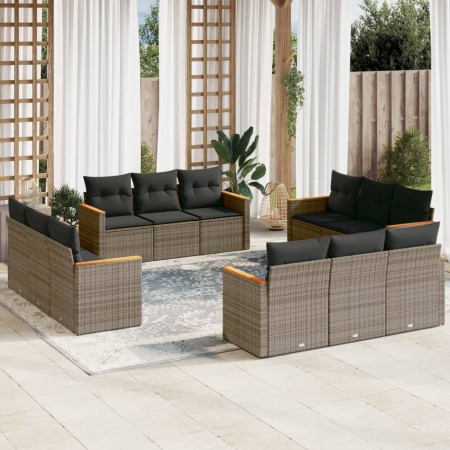 Set de sofás de jardín 12 pzas con cojines ratán sintético gris de , Conjuntos de jardín - Ref: Foro24-3225836, Precio: 764,2...