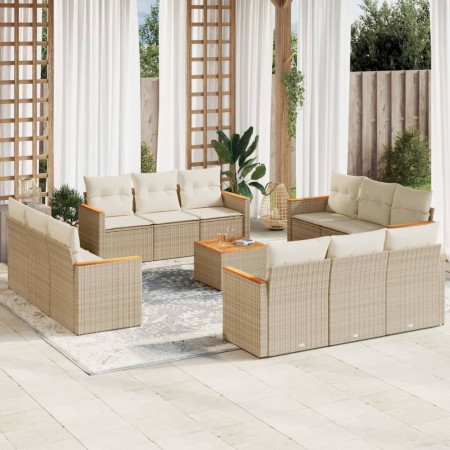 Set sofás de jardín con cojines 13 pzas ratán sintético beige de , Conjuntos de jardín - Ref: Foro24-3225841, Precio: 868,57 ...