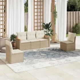 Juego de sofás jardín con cojines 5 pzas ratán sintético beige de , Conjuntos de jardín - Ref: Foro24-3225848, Precio: 334,07...