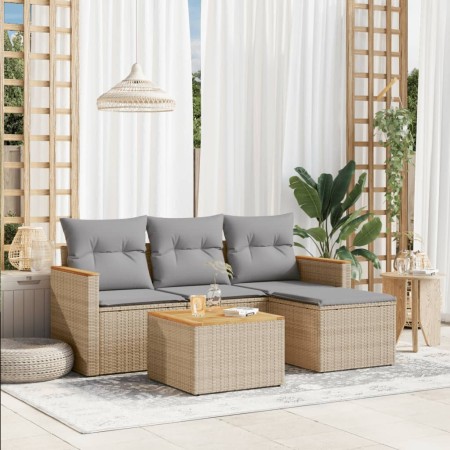 Juego de sofás jardín con cojines beige mezcla 5 pzas ratán PE de , Conjuntos de jardín - Ref: Foro24-3225912, Precio: 274,85...