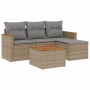 Juego de sofás jardín con cojines beige mezcla 5 pzas ratán PE de , Conjuntos de jardín - Ref: Foro24-3225912, Precio: 274,85...