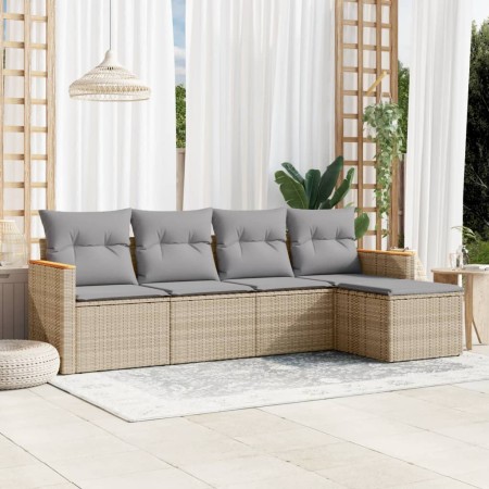 Juego de sofás jardín con cojines beige mezcla 5 pzas ratán PE de , Conjuntos de jardín - Ref: Foro24-3225919, Precio: 287,41...