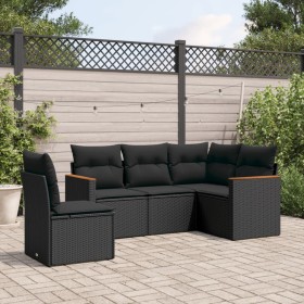 Set de muebles de jardín 5 pzas y cojines ratán sintético negro de , Conjuntos de jardín - Ref: Foro24-3225971, Precio: 334,2...