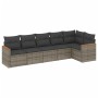 Set de muebles de jardín 6 pzas y cojines ratán sintético gris de , Conjuntos de jardín - Ref: Foro24-3225990, Precio: 353,95...