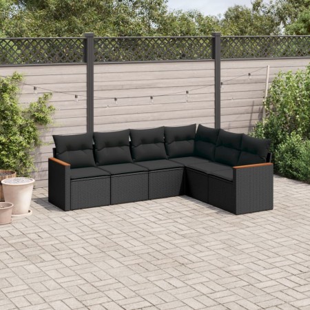 Set de sofás de jardín 6 piezas y cojines ratán sintético negro de , Conjuntos de jardín - Ref: Foro24-3225999, Precio: 390,8...