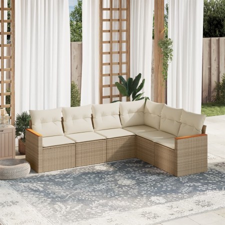 Juego de sofás jardín con cojines 6 pzas ratán sintético beige de , Conjuntos de jardín - Ref: Foro24-3226002, Precio: 384,09...