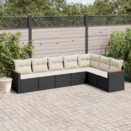 Set de comedor de jardín 7 pzas y cojines ratán sintético negro de , Conjuntos de jardín - Ref: Foro24-3226028, Precio: 390,9...