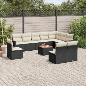 Set de sofás de jardín 11 pzas y cojines ratán sintético negro de , Conjuntos de jardín - Ref: Foro24-3226077, Precio: 602,66...