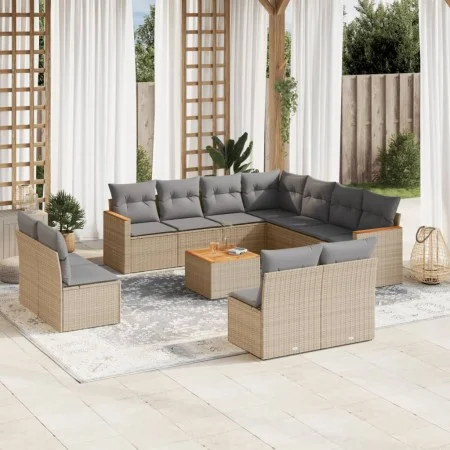 Juego de sofás jardín con cojines beige mezcla 12 pzas ratán PE de , Conjuntos de jardín - Ref: Foro24-3226094, Precio: 704,7...