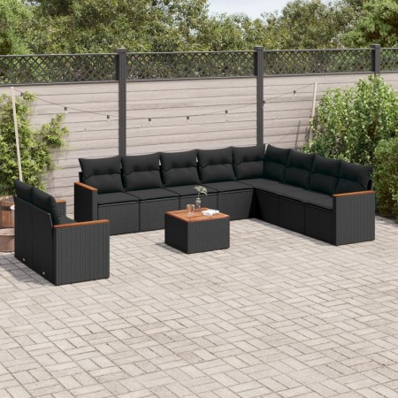 Set de sofás de jardín 11 pzas y cojines ratán sintético negro de , Conjuntos de jardín - Ref: Foro24-3226118, Precio: 686,37...