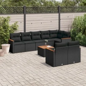 Set de sofás de jardín 8 piezas y cojines ratán sintético negro de , Conjuntos de jardín - Ref: Foro24-3226153, Precio: 589,1...