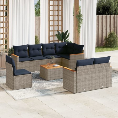 Set de muebles de jardín 9 pzas y cojines ratán sintético gris de , Conjuntos de jardín - Ref: Foro24-3226172, Precio: 513,77...