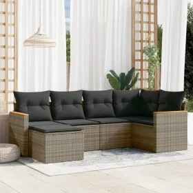 Set de muebles de jardín 6 pzas y cojines ratán sintético gris de , Conjuntos de jardín - Ref: Foro24-3226179, Precio: 347,17...