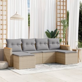 Juego de sofás jardín con cojines beige mezcla 6 pzas ratán PE de , Conjuntos de jardín - Ref: Foro24-3226220, Precio: 326,85...
