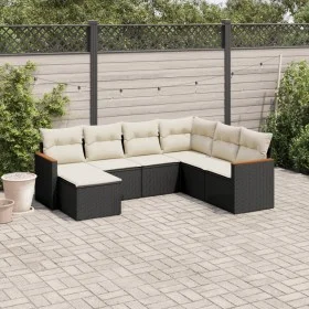 Set de comedor de jardín 7 pzas y cojines ratán sintético negro de , Conjuntos de jardín - Ref: Foro24-3226203, Precio: 402,5...