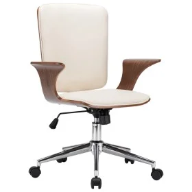 Silla de oficina giratoria cuero sintético madera curva crema de vidaXL, Sillas de oficina - Ref: Foro24-283134, Precio: 173,...