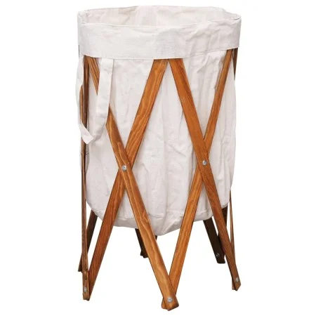 Cesto para colada plegable madera y tela color crema de vidaXL, Cestas para ropa - Ref: Foro24-284227, Precio: 21,82 €, Descu...