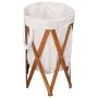 Cesto para colada plegable madera y tela color crema de vidaXL, Cestas para ropa - Ref: Foro24-284227, Precio: 21,82 €, Descu...