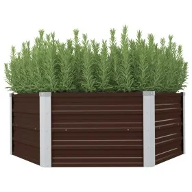 Brown galvanized steel growing table 129x129x46 cm by vidaXL, Pots and planters - Ref: Foro24-45710, Price: 45,42 €, Discount: %