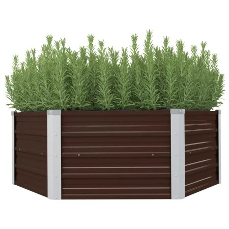 Mesa de cultivo de acero galvanizado marrón 129x129x46 cm de vidaXL, Maceteros y jardineras - Ref: Foro24-45710, Precio: 45,4...