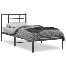 Estructura de cama con cabecero metal negro 90x190 cm de , Camas y somieres - Ref: Foro24-355553, Precio: 65,13 €, Descuento: %