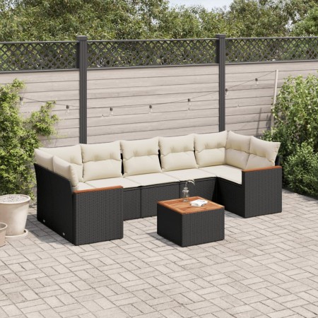 Set de sofás de jardín 8 piezas y cojines ratán sintético negro de , Conjuntos de jardín - Ref: Foro24-3225811, Precio: 450,4...