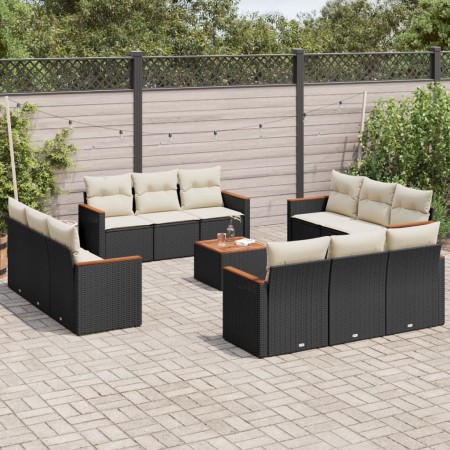 Set de sofás de jardín y cojines 13 pzas ratán sintético negro de , Conjuntos de jardín - Ref: Foro24-3225839, Precio: 789,73...