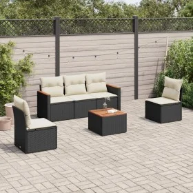 Set de sofás de jardín 6 piezas y cojines ratán sintético negro de , Conjuntos de jardín - Ref: Foro24-3225853, Precio: 331,2...