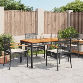 Set de muebles jardín 5 pzas con cojines ratán sintético negro en Conjuntos de jardín | Comprar online en Foru.es