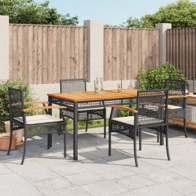 Set de muebles jardín 5 pzas con cojines ratán sintético negro en Conjuntos de jardín | Comprar online en Foru.es