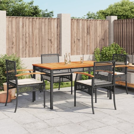 Set de muebles jardín 5 pzas con cojines ratán sintético negro en Conjuntos de jardín | Comprar online en Foru.es