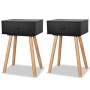 Mesitas de noche 2 uds. madera maciza de pino 40x30x61 cm negro de vidaXL, Mesitas de noche - Ref: Foro24-244741, Precio: 99,...
