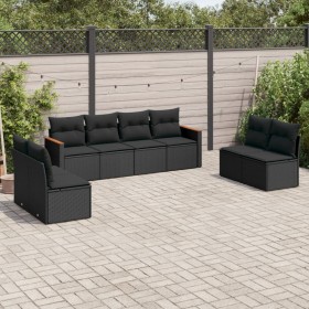 Set de sofás de jardín 8 piezas y cojines ratán sintético negro de , Conjuntos de jardín - Ref: Foro24-3225887, Precio: 477,3...