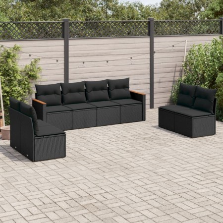 Set de sofás de jardín 8 piezas y cojines ratán sintético negro de , Conjuntos de jardín - Ref: Foro24-3225887, Precio: 477,3...