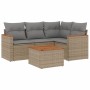 Juego de sofás jardín con cojines beige mezcla 5 pzas ratán PE de , Conjuntos de jardín - Ref: Foro24-3225940, Precio: 311,58...