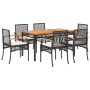 Set de comedor de jardín 7 pzas y cojines ratán sintético negro en Conjuntos de jardín | Comprar online en Foru.es